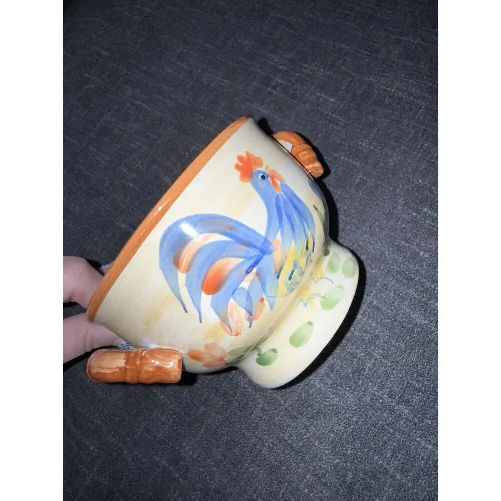 1 California Pantry Classic Ceramics Double Handle Rooster Soup Bowl Cottage